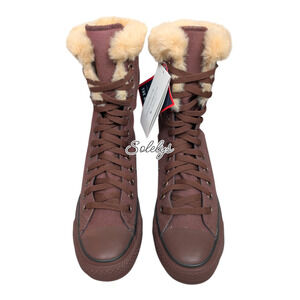 Converse Japan 2011 XHI Calf High 12 Eyelet Boa Brown Sneaker Womens 7.5 RARE